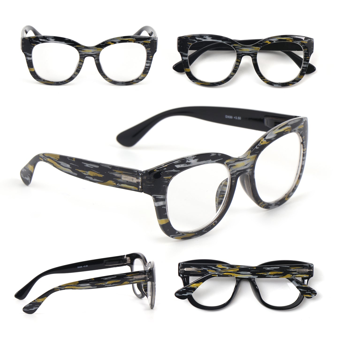Oversized Retro Reading Glasses handmade Ladies Colourful Spring Hinges 59 x 53mm Large Frame DX99