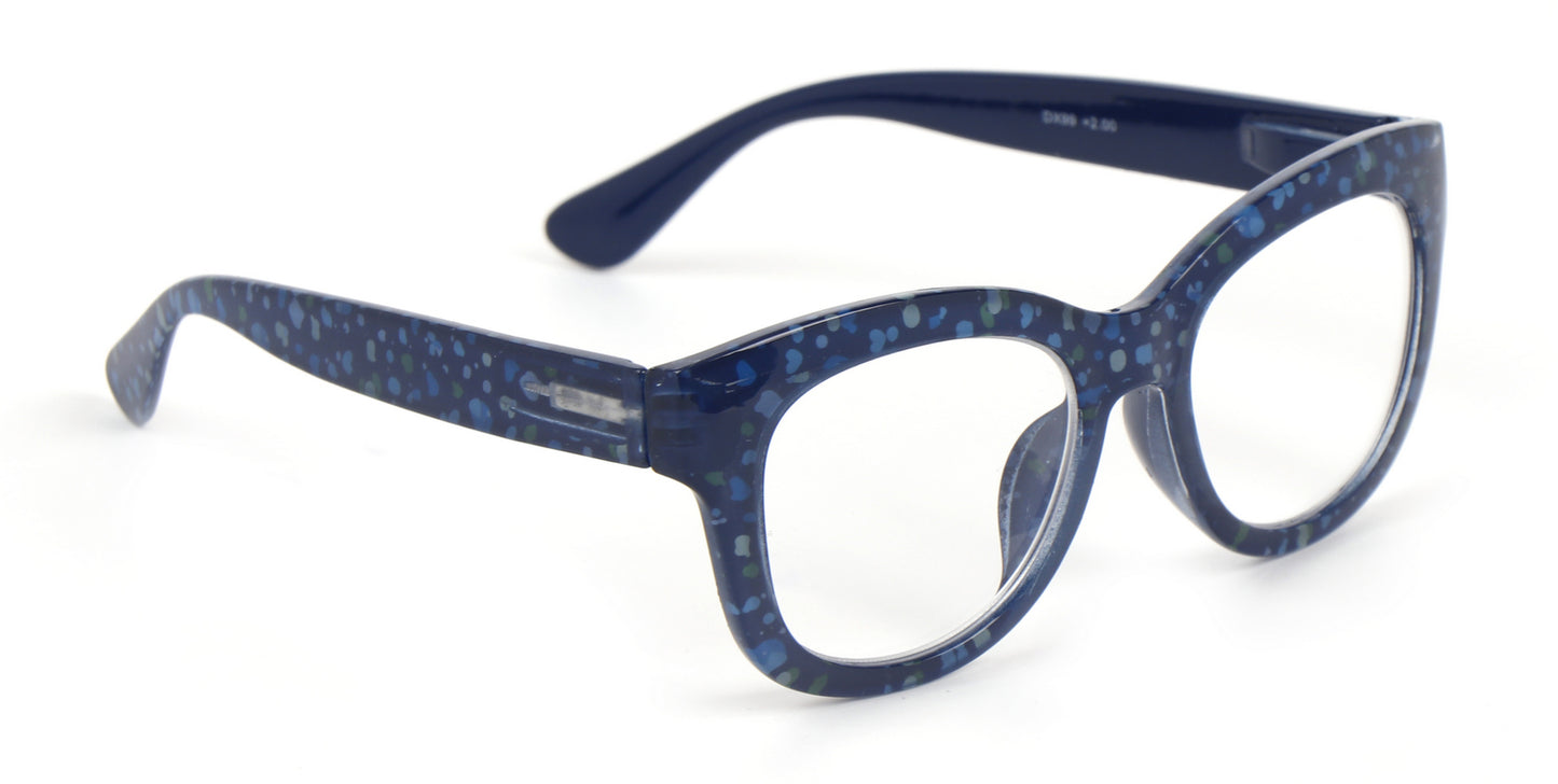 Oversized Retro Reading Glasses handmade Ladies Colourful Spring Hinges 59 x 53mm Large Frame DX99