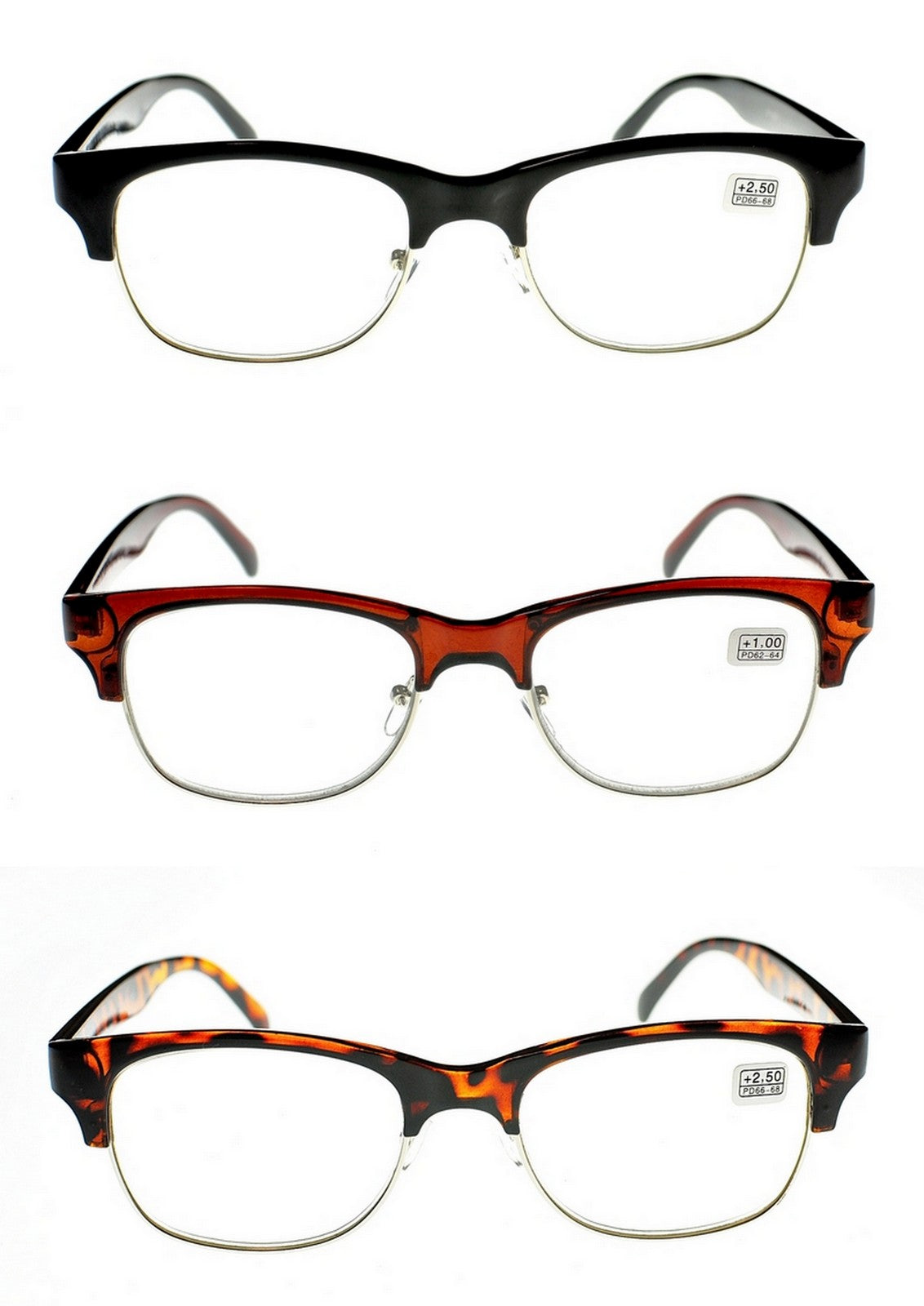 Half frame Quality Unisex Retro Reading Glasses 3 colours +1.0 +1.5 +2.0 MT501