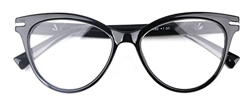 Cat Eye Reading Glasses Stylish Retro Womans Spring Hinges Lightweight Ready Readers Clear Vision 1.0+ 1.5+ 2.0+ 2.5+ 3.0+ 3.5+ 4.0+ DX82