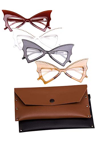 Butterfly Fashion UV400 Stylish Acetate Reading Glasses with PU Leather Pouch in 4 Colours DX12