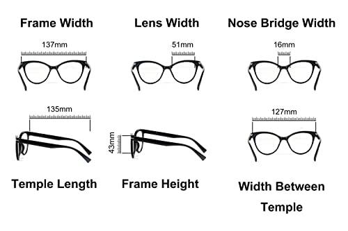 Cat Eye Reading Glasses Stylish Retro Womans Spring Hinges Lightweight Ready Readers Clear Vision 1.0+ 1.5+ 2.0+ 2.5+ 3.0+ 3.5+ 4.0+ DX82