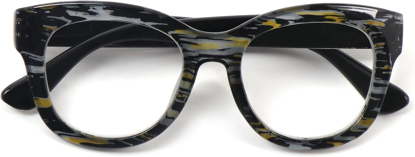 Oversized Retro Reading Glasses handmade Ladies Colourful Spring Hinges 59 x 53mm Large Frame DX99