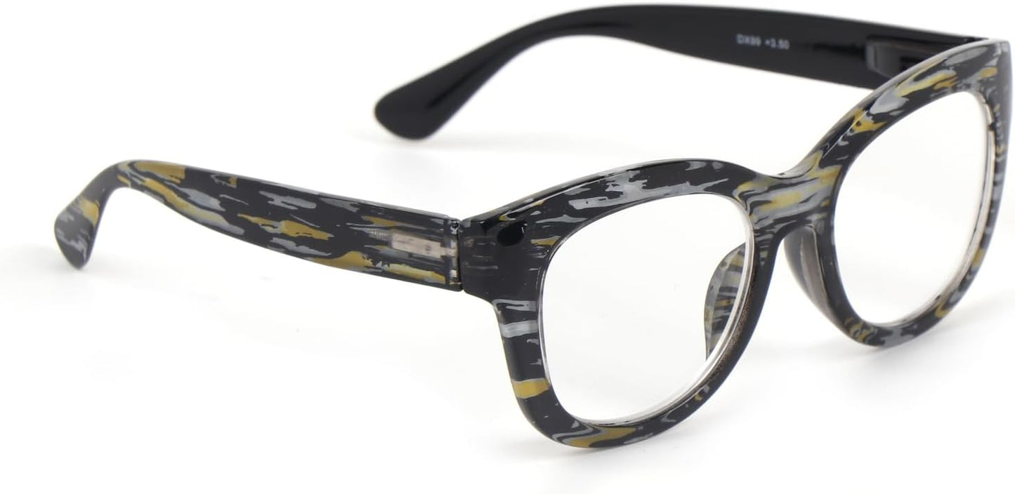 Oversized Retro Reading Glasses handmade Ladies Colourful Spring Hinges 59 x 53mm Large Frame DX99