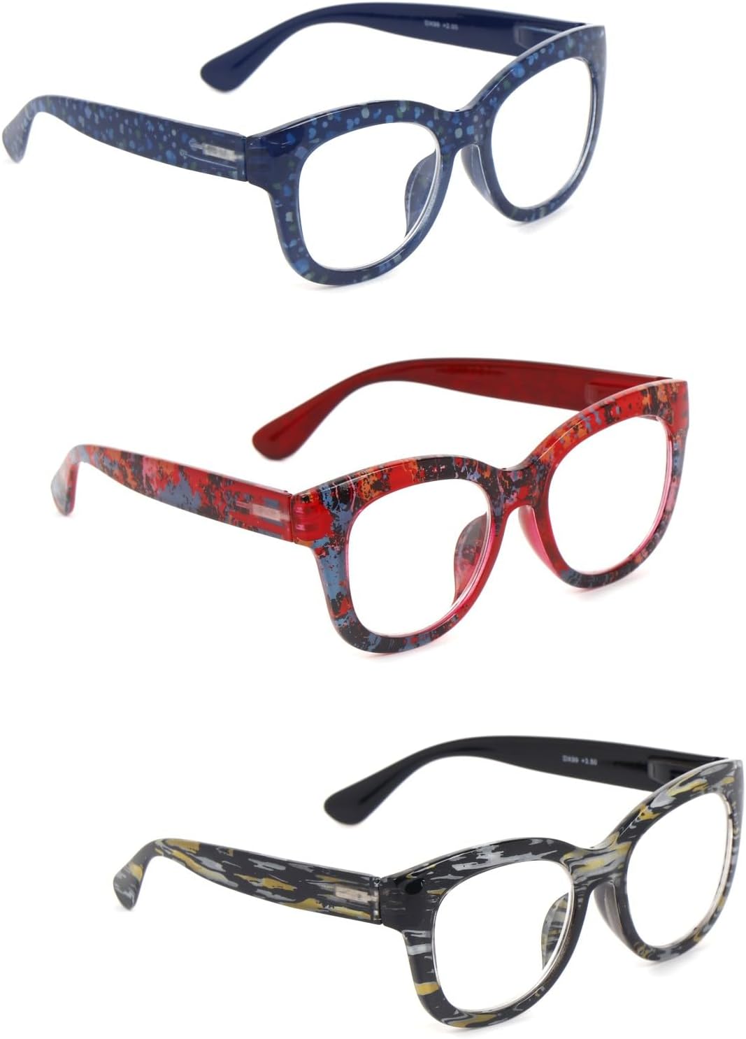 Oversized Retro Reading Glasses handmade Ladies Colourful Spring Hinges 59 x 53mm Large Frame DX99