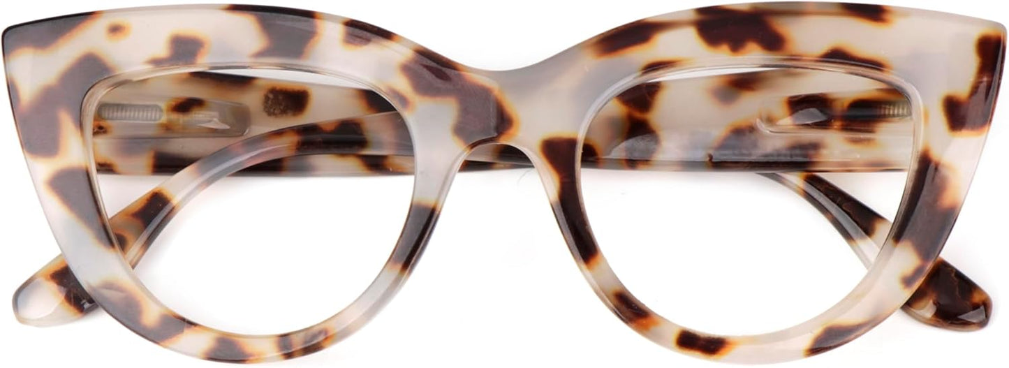 Fads & Fashions Cat Eye Bold Funky Thick Framed Reading Glasses Woman's in 4 Colours Spring Hinges Scratch Resistant Lenses DX98