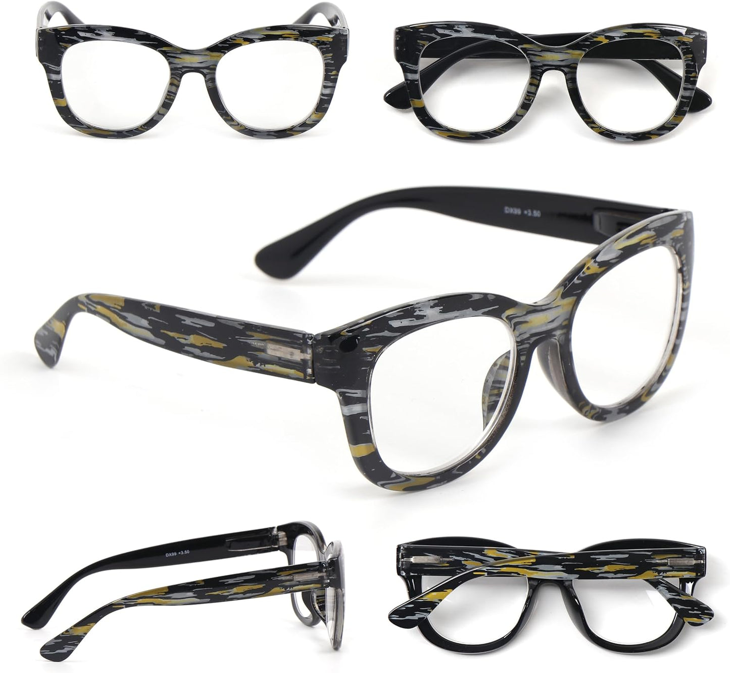 Oversized Retro Reading Glasses handmade Ladies Colourful Spring Hinges 59 x 53mm Large Frame DX99