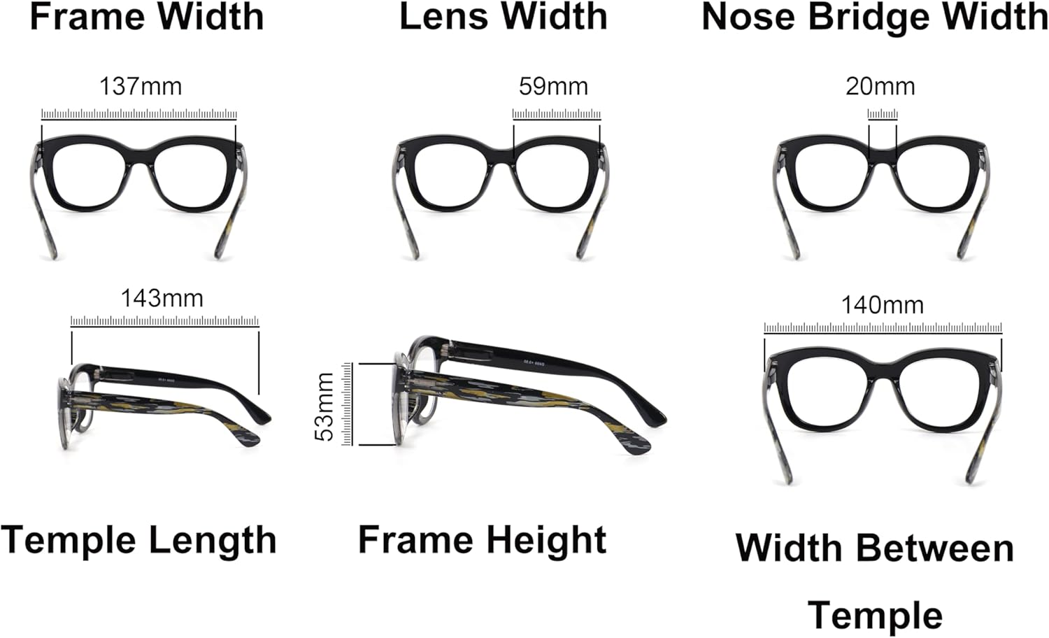 Oversized Retro Reading Glasses handmade Ladies Colourful Spring Hinges 59 x 53mm Large Frame DX99
