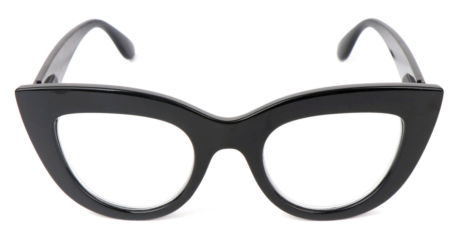 Fads & Fashions Cat Eye Bold Funky Thick Framed Reading Glasses Woman's in 4 Colours Spring Hinges Scratch Resistant Lenses DX98