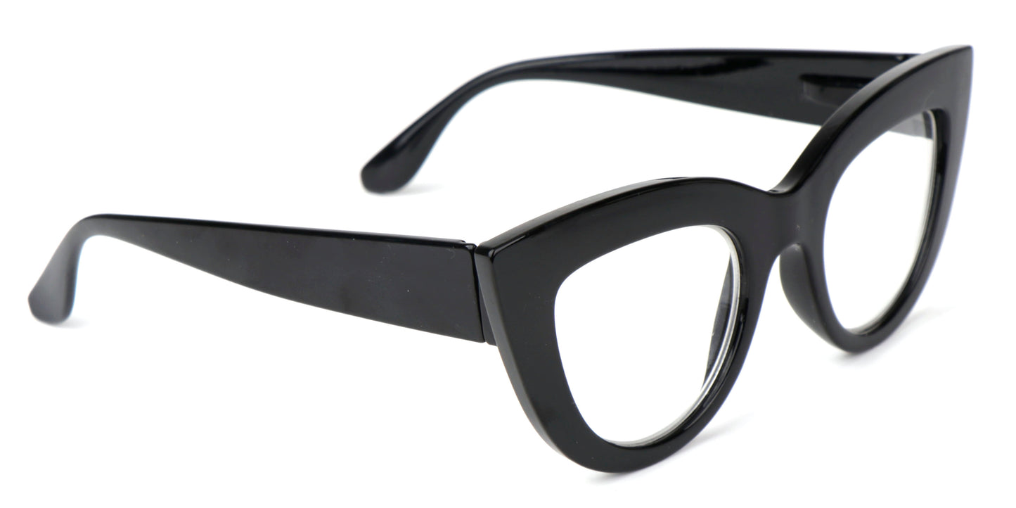 Fads & Fashions Cat Eye Bold Funky Thick Framed Reading Glasses Woman's in 4 Colours Spring Hinges Scratch Resistant Lenses DX98