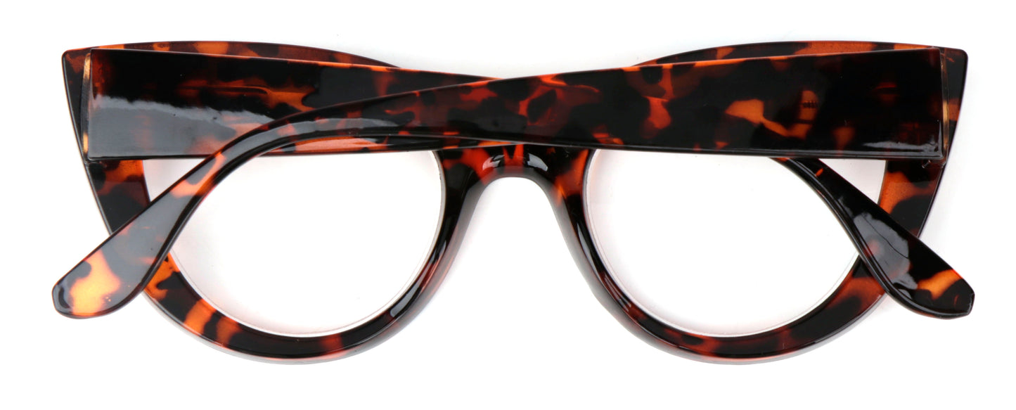Fads & Fashions Cat Eye Bold Funky Thick Framed Reading Glasses Woman's in 4 Colours Spring Hinges Scratch Resistant Lenses DX98