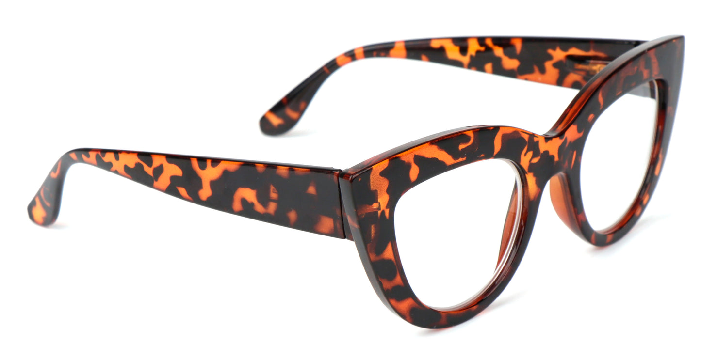 Fads & Fashions Cat Eye Bold Funky Thick Framed Reading Glasses Woman's in 4 Colours Spring Hinges Scratch Resistant Lenses DX98