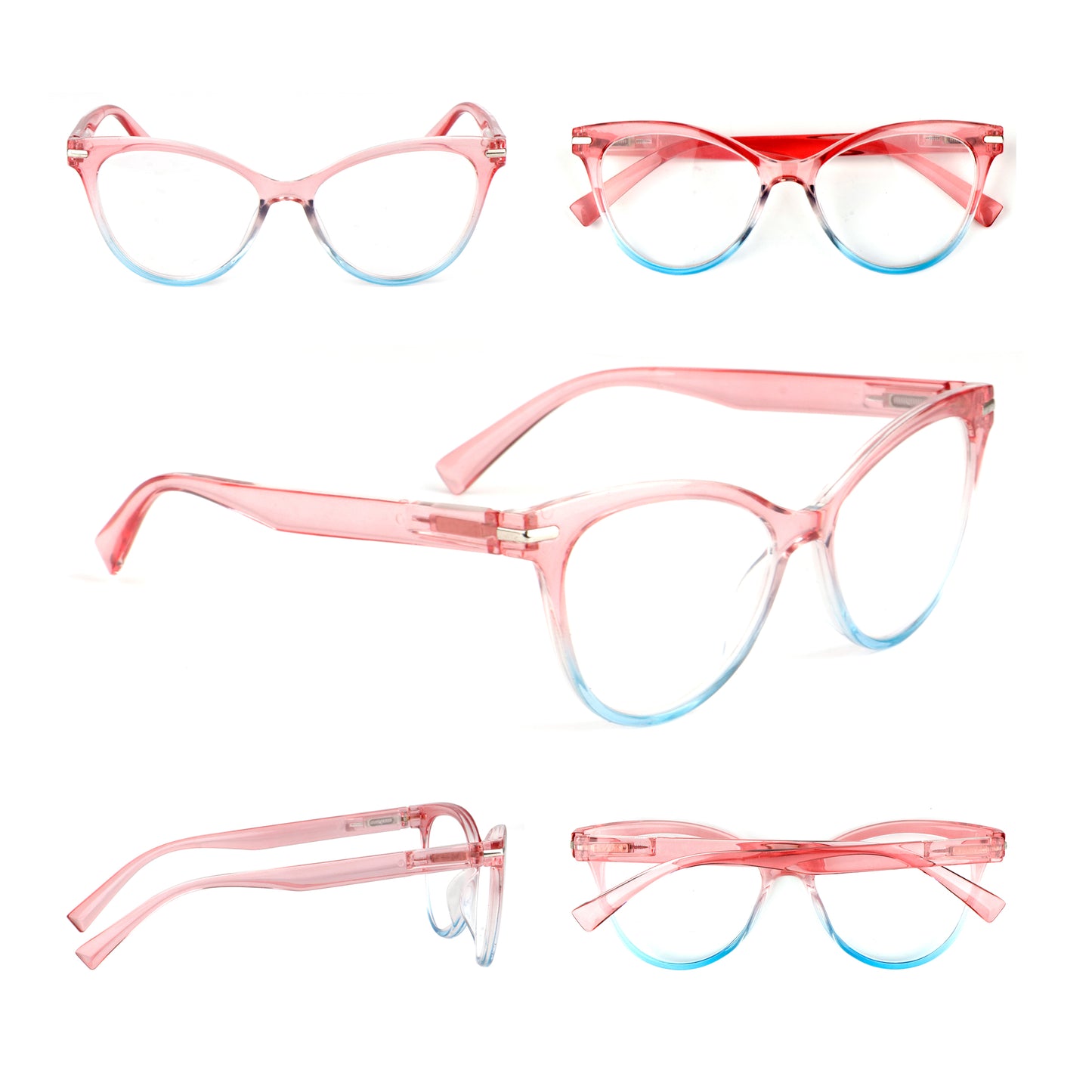 Cat Eye Reading Glasses Stylish Retro Womans Spring Hinges Lightweight Ready Readers Clear Vision 1.0+ 1.5+ 2.0+ 2.5+ 3.0+ 3.5+ 4.0+ DX82
