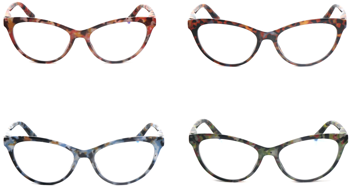 Cat Eye Retro Flower Design Reading Glasses Womans with Spring Hinges DX101