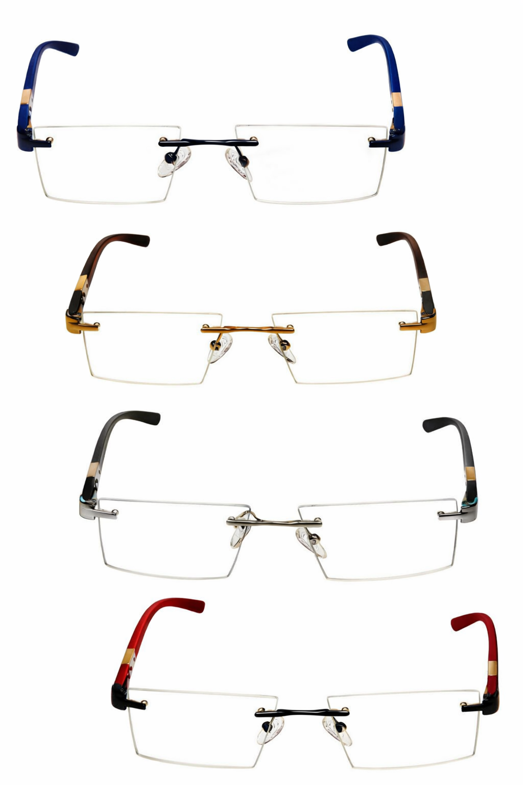 Rimless Stylish Fashion Acetate/Stainless Lite Reading Glasses 4 Colours DX14