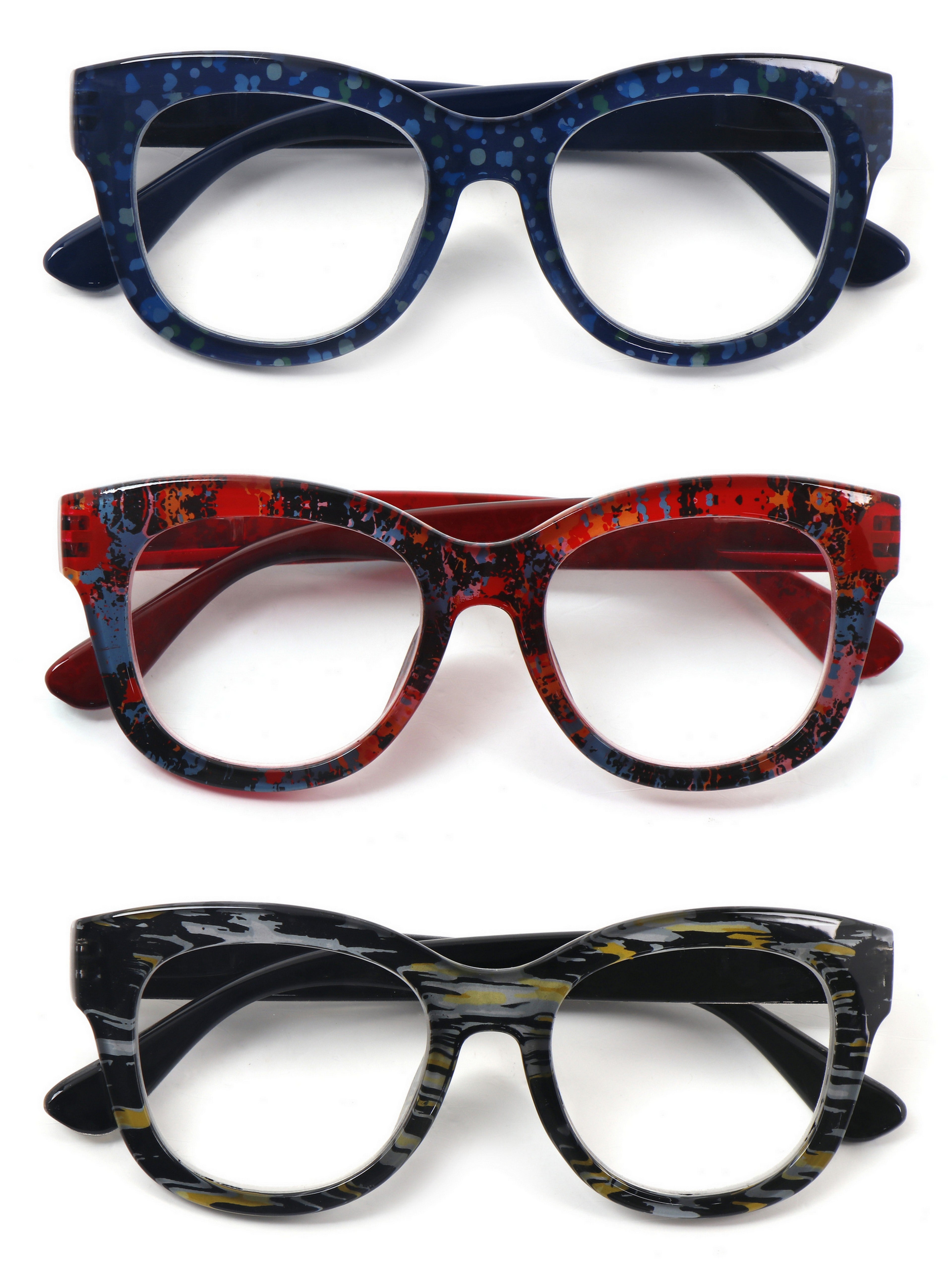 Oversized Retro Reading Glasses handmade Ladies Colourful Spring Hinges 59 x 53mm Large Frame DX99