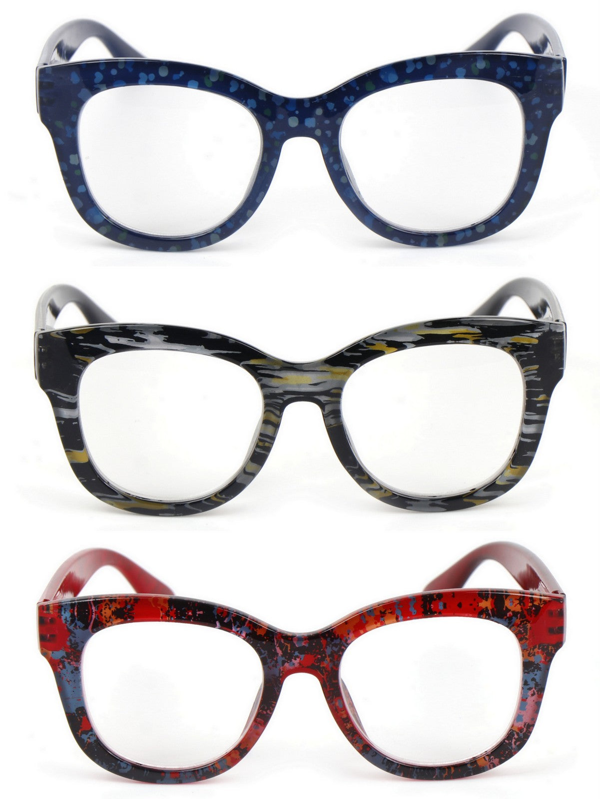 Oversized Retro Reading Glasses handmade Ladies Colourful Spring Hinges 59 x 53mm Large Frame DX99