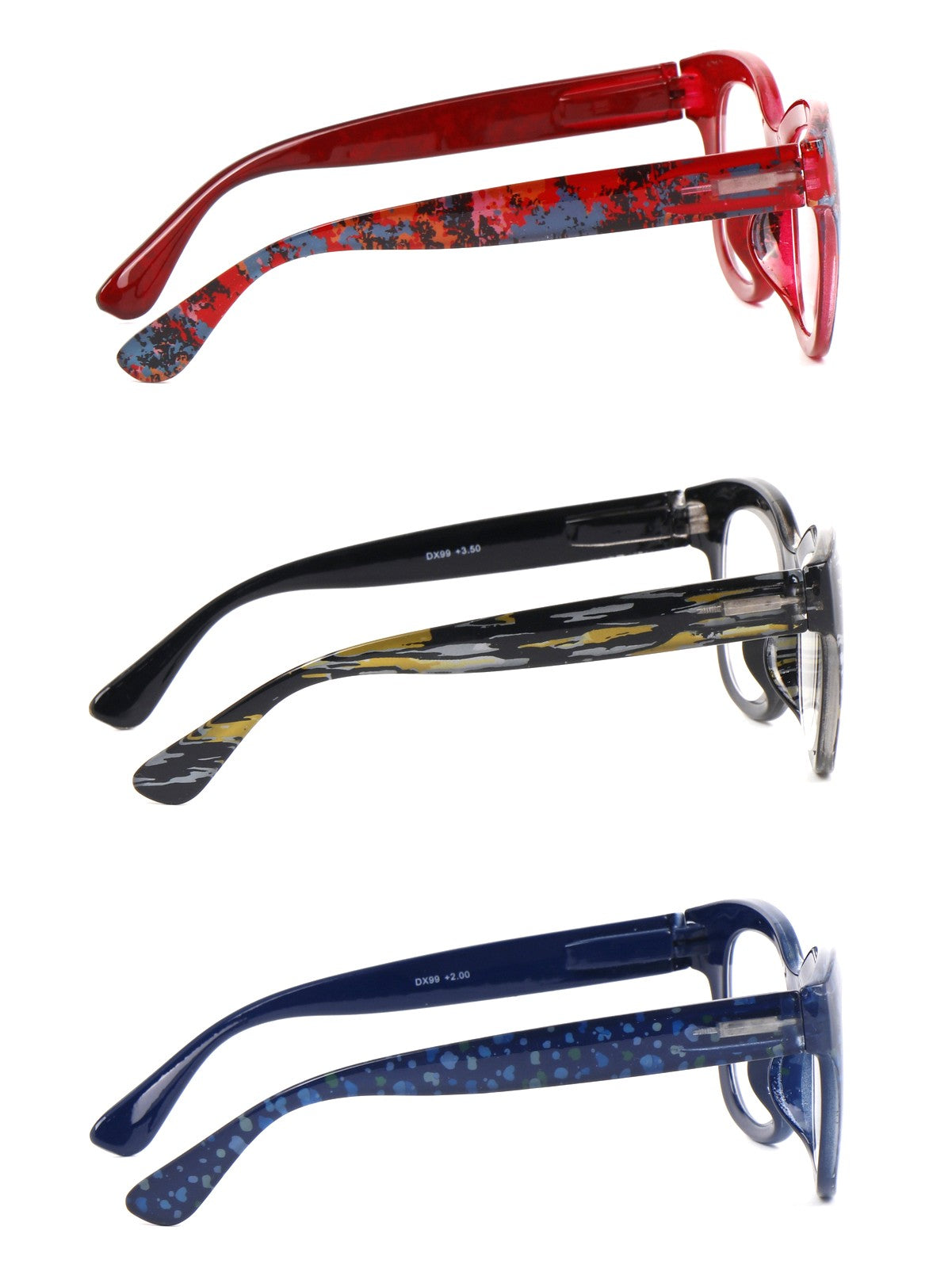 Oversized Retro Reading Glasses handmade Ladies Colourful Spring Hinges 59 x 53mm Large Frame DX99
