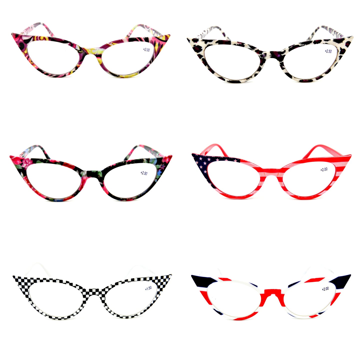 Retro 1950s 1960s Cat Eye Reading Glasses +1.0 up to +4.0 Model MT57