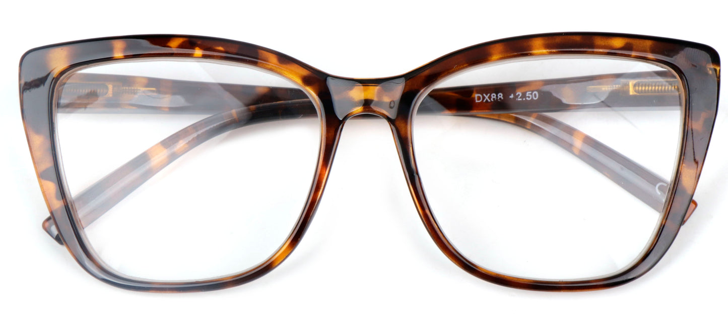 Fads & Fashions Cat Eye Funky Retro Reading Glasses Women with Spring Hinges DX88