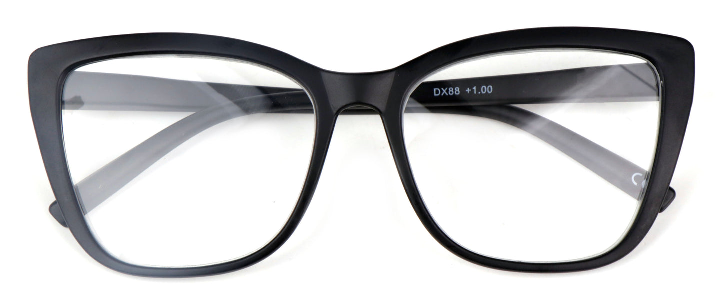 Fads & Fashions Cat Eye Funky Retro Reading Glasses Women with Spring Hinges DX88