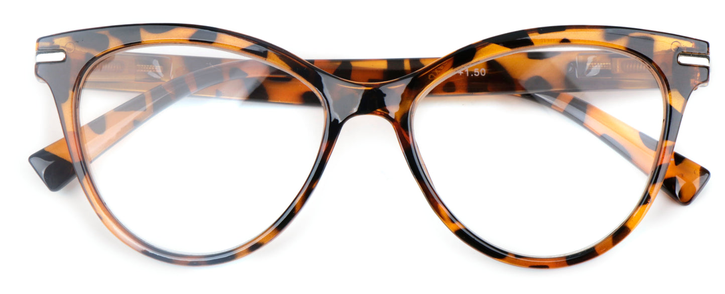 Cat Eye Reading Glasses Stylish Retro Womans Spring Hinges Lightweight Ready Readers Clear Vision 1.0+ 1.5+ 2.0+ 2.5+ 3.0+ 3.5+ 4.0+ DX82