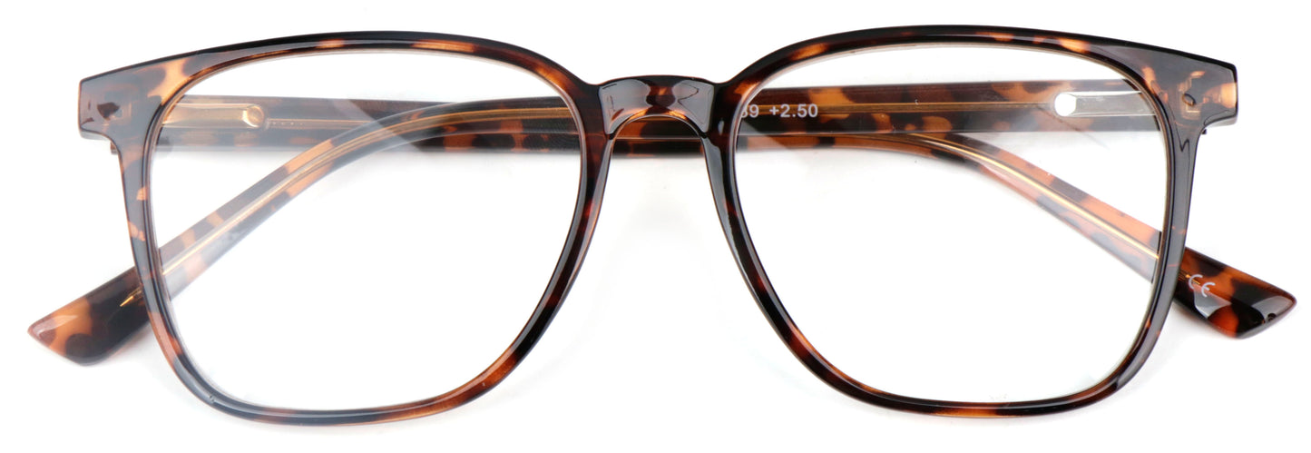 Stylish Retro Unisex Reading Glasses with Stainless Steel Rod Temples & Stainless Steel Spring Hinges DX89