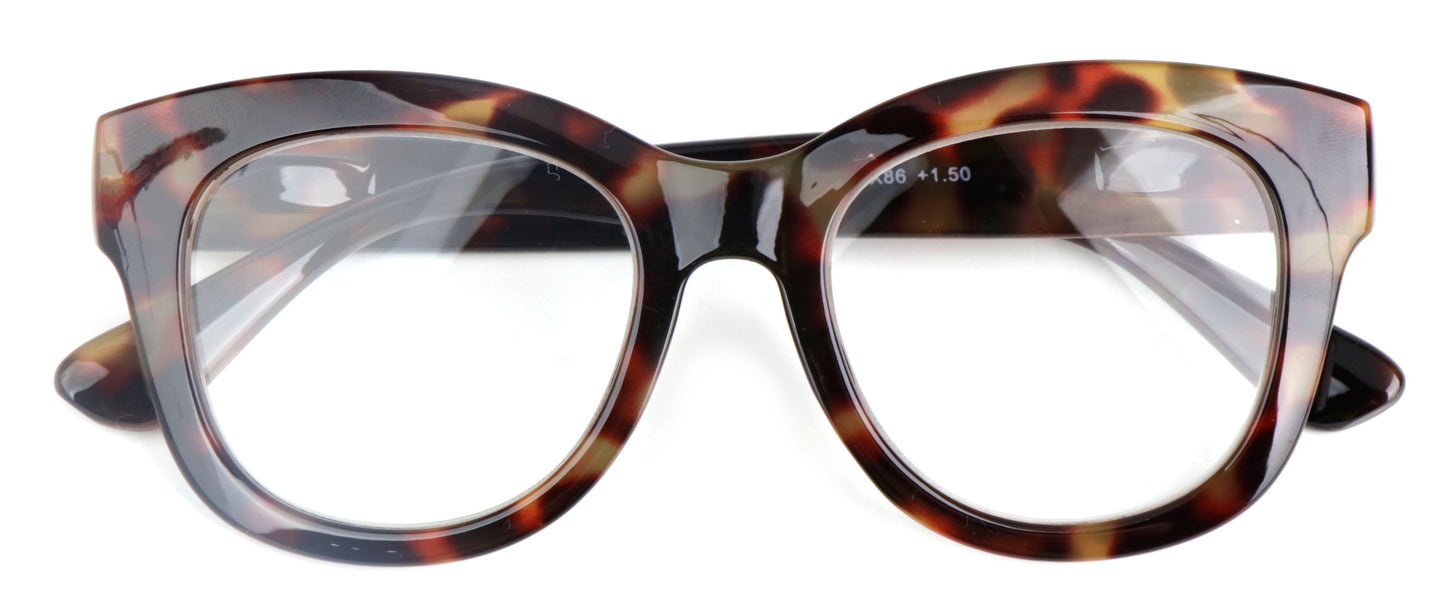 Bold Oval Fashion Retro Unisex Reading Glasses with Spring Hinges DX86