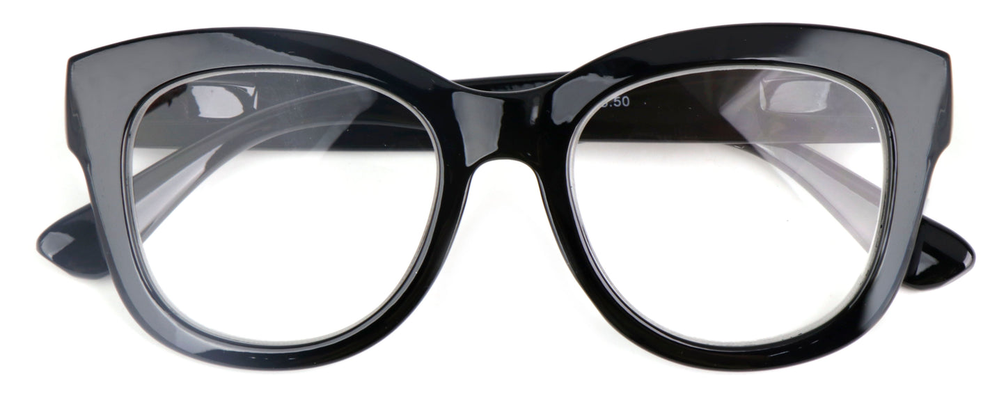 Bold Oval Fashion Retro Unisex Reading Glasses with Spring Hinges DX86