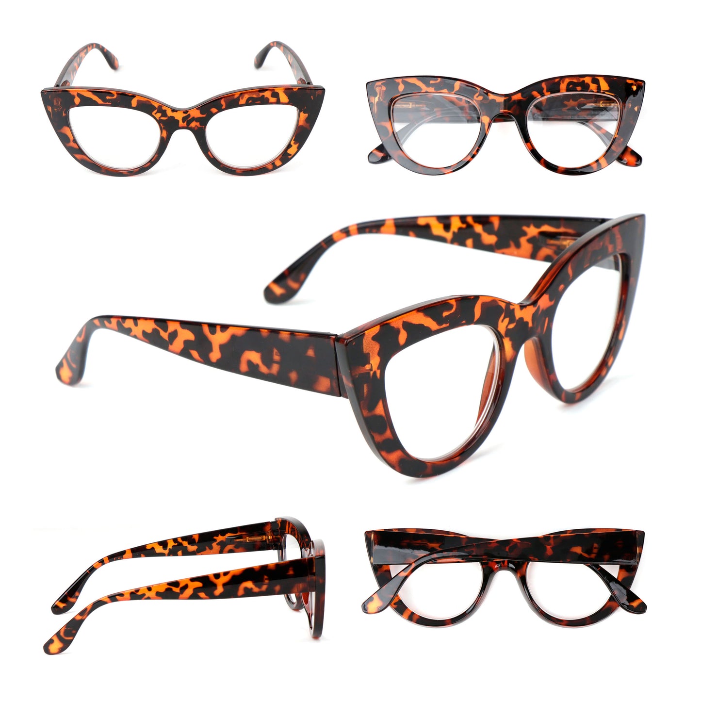 Fads & Fashions Cat Eye Bold Funky Thick Framed Reading Glasses Woman's in 4 Colours Spring Hinges Scratch Resistant Lenses DX98