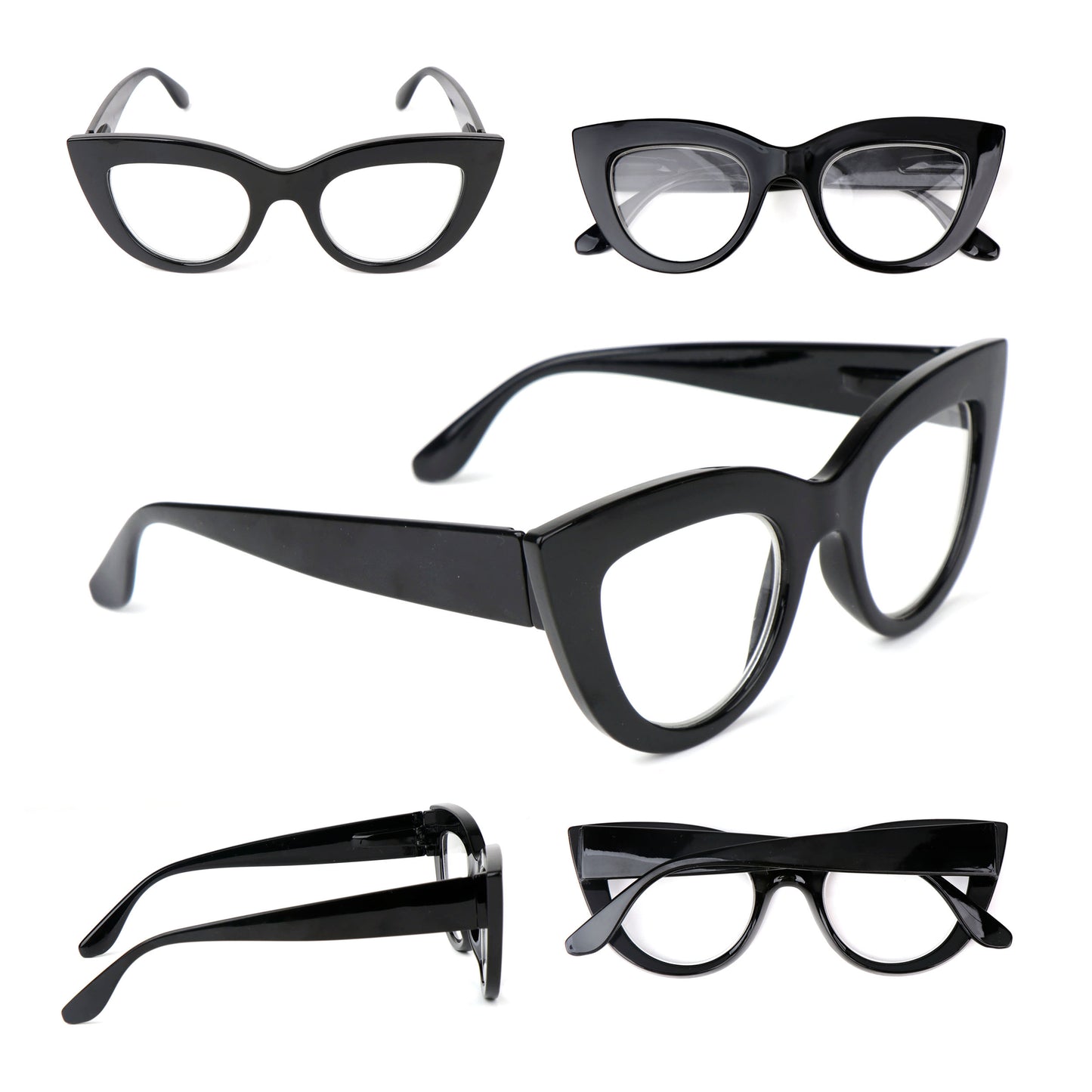 Fads & Fashions Cat Eye Bold Funky Thick Framed Reading Glasses Woman's in 4 Colours Spring Hinges Scratch Resistant Lenses DX98