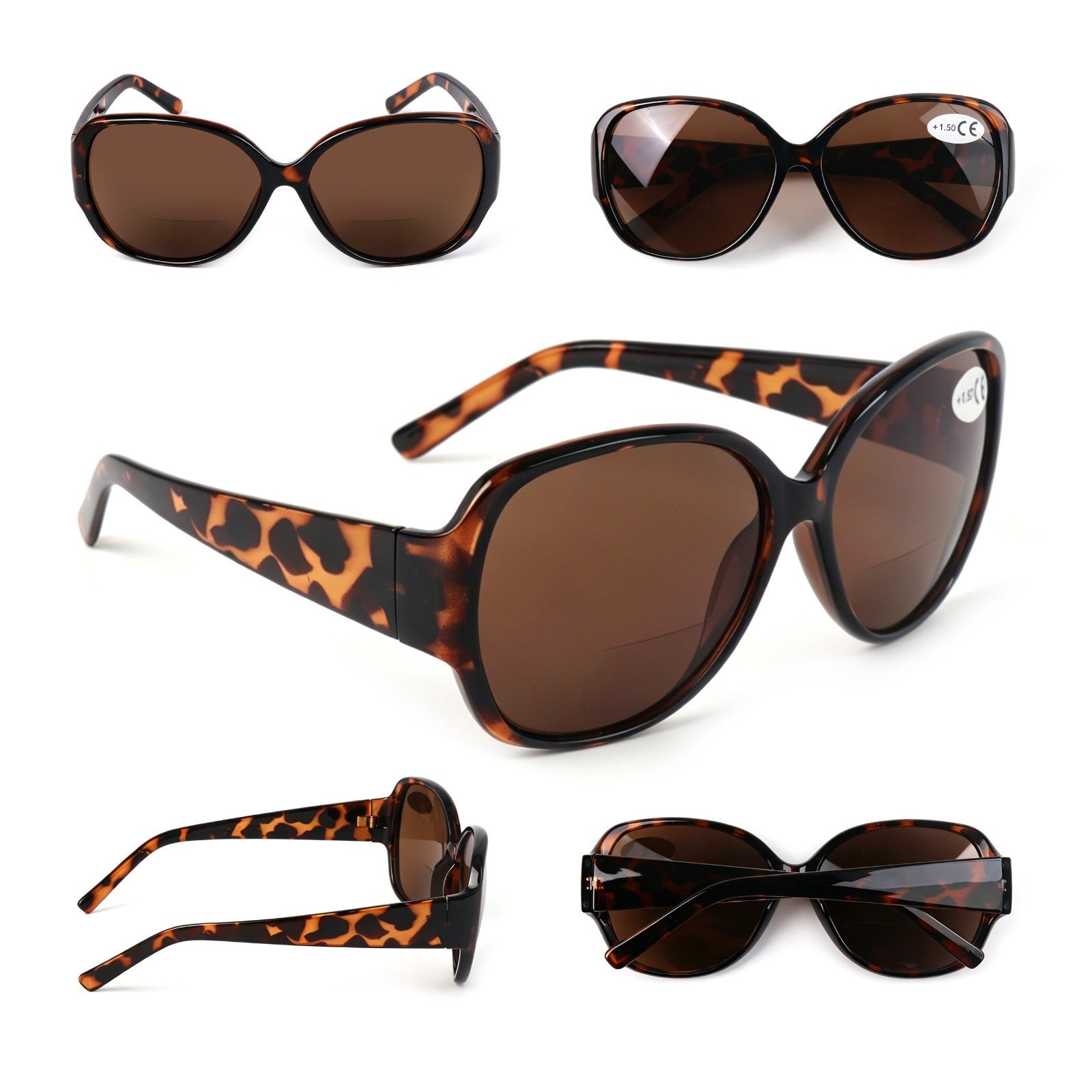 Bifocal Sun Readers Oversized Womans Oval with Metal Hinges 3 Colours DX8154