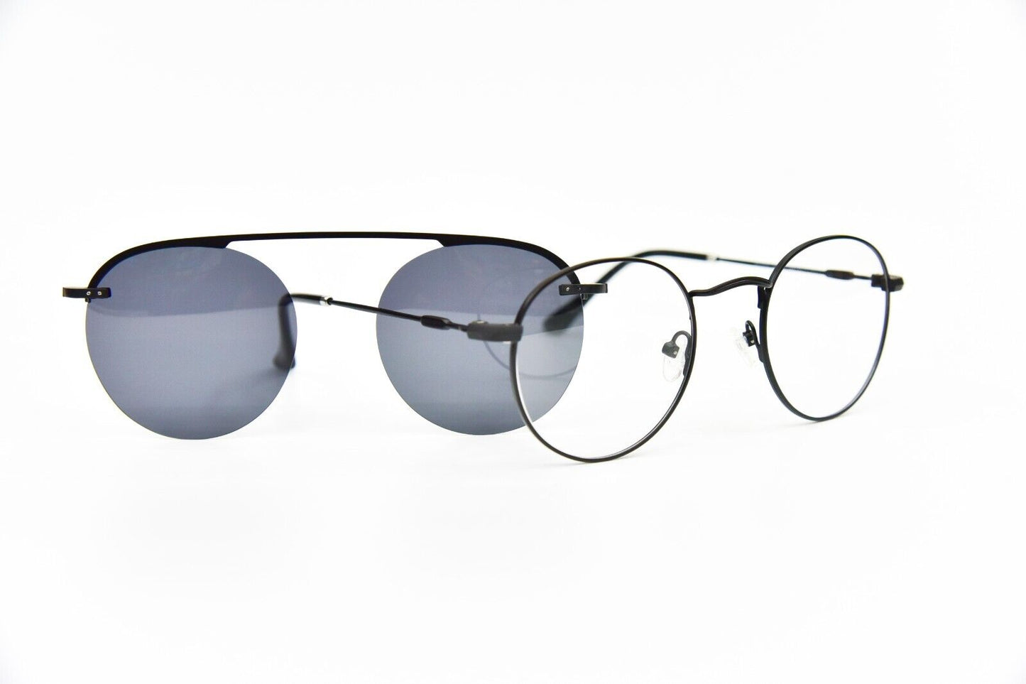 Pure Titanium 2 in 1 Magnetic Sunglasses & Eyeglasses UV400 in Black DC3042