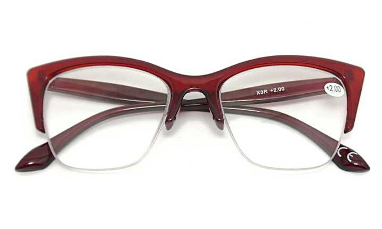 Cat Eye Half Frame Browline Reading Glasses - Model X3
