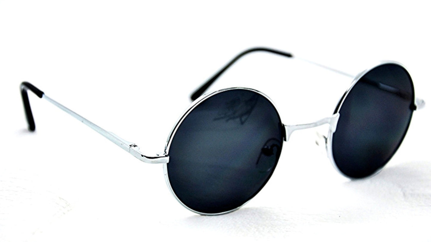 SG51 Retro Round UV400 protection Classic Sunglasses In Silver or Black Alloy Frame