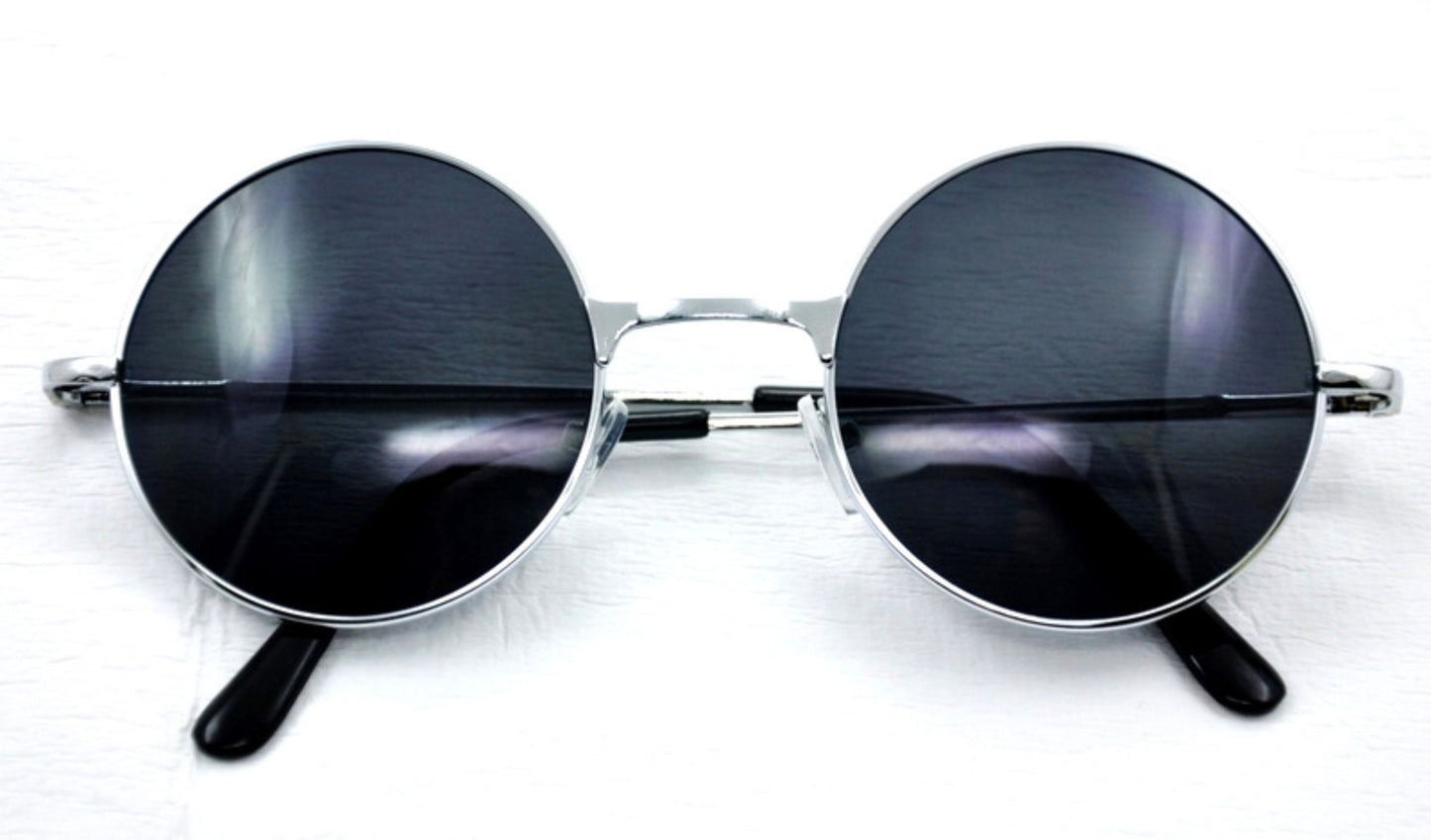 SG51 Retro Round UV400 protection Classic Sunglasses In Silver or Black Alloy Frame