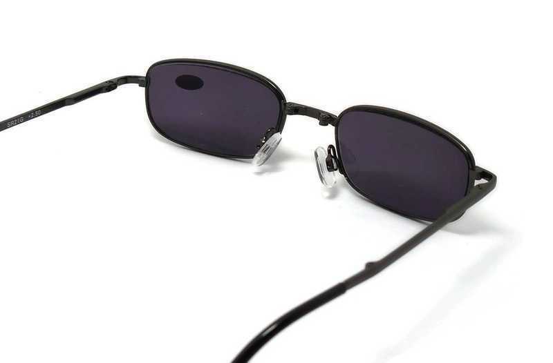 Gunmetal Grey, Metal Spring Hinged Folding Sun Readers & Case - Model SR21G
