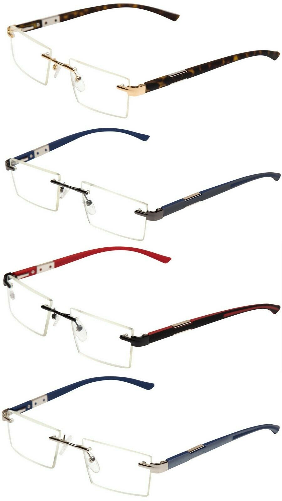Rimless Acetate/Stainless Reading Glasses - Model DX14
