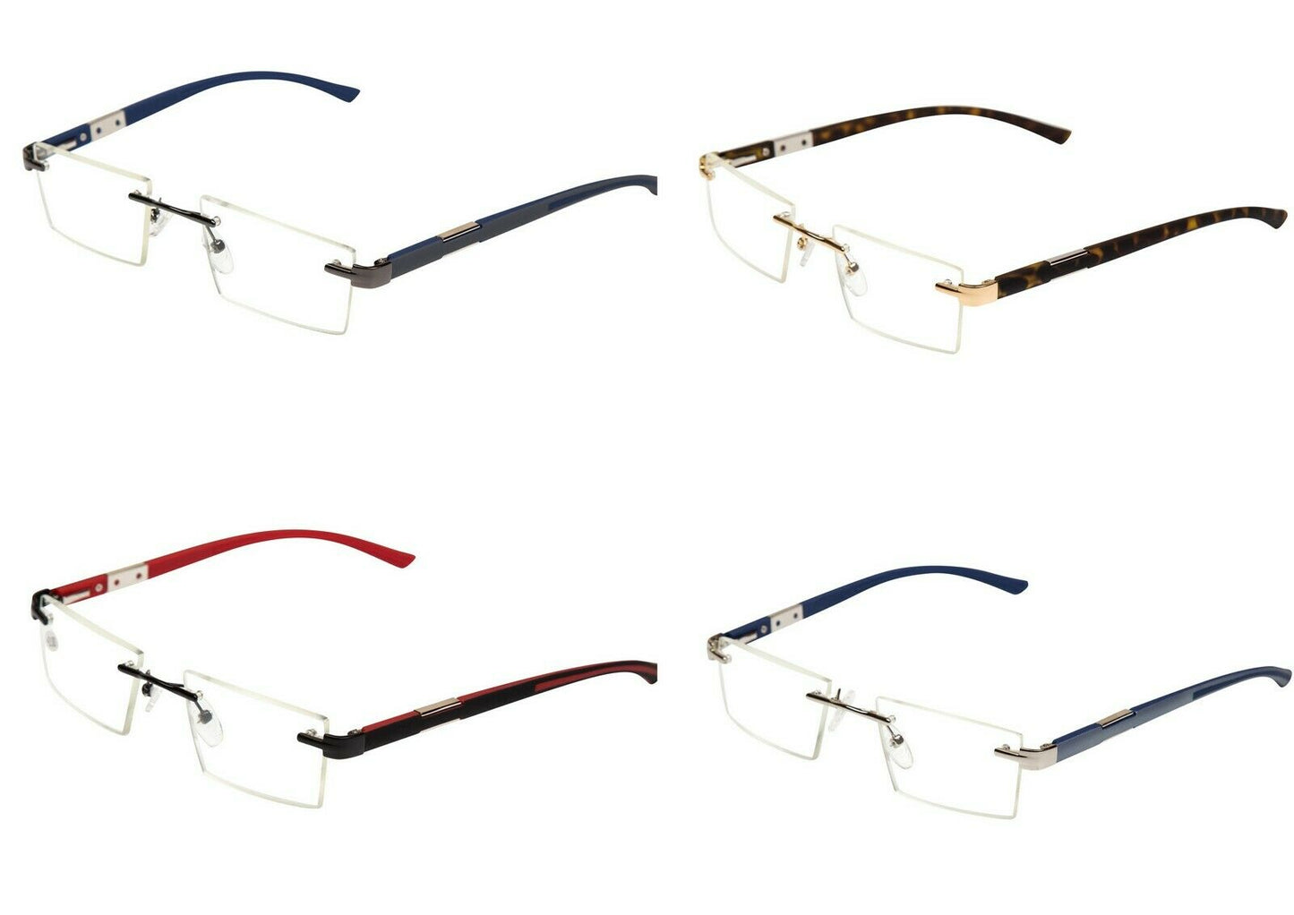 Rimless Acetate/Stainless Reading Glasses - Model DX14