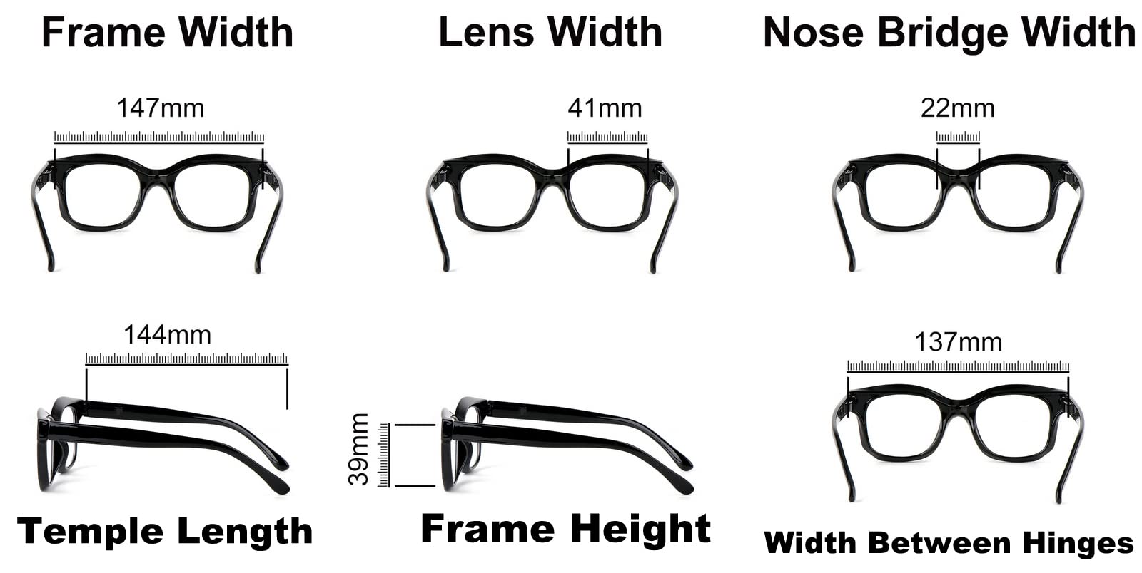 Large Frame Bold Oversized Unisex Retro Reading Glasses with Spring Hinges DX84
