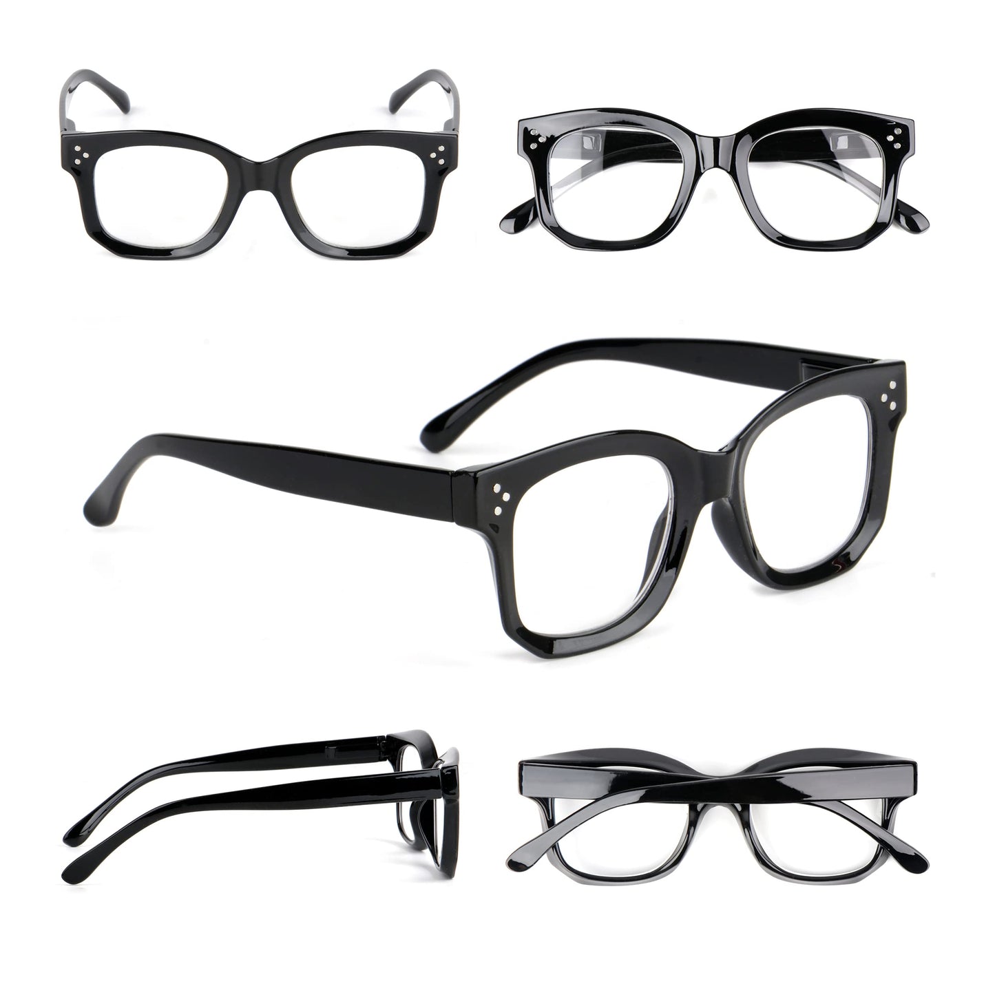 Large Frame Bold Oversized Unisex Retro Reading Glasses with Spring Hinges DX84