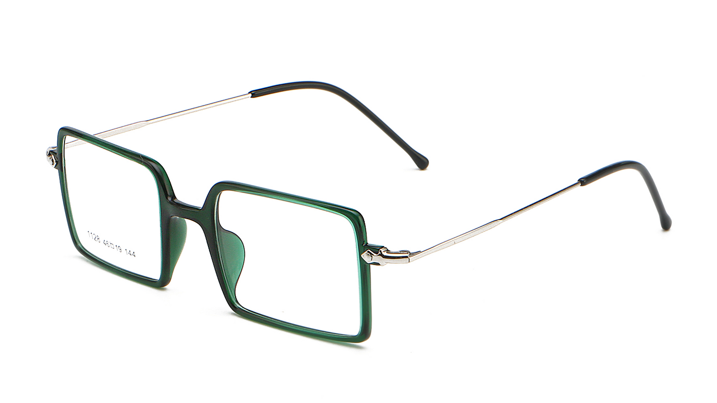 Square 1960s Reading Glasses Acetate & Stainless Steel Frame Model DX8