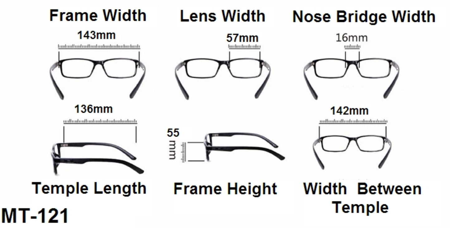 Large Frame 57mm x 55mm Metal & Acetate Retro Eyeglasses - Model GF122