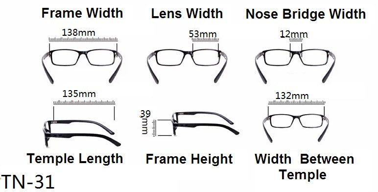 Bendable Featherweight TR90 Material Reading Glasses- Model TN31