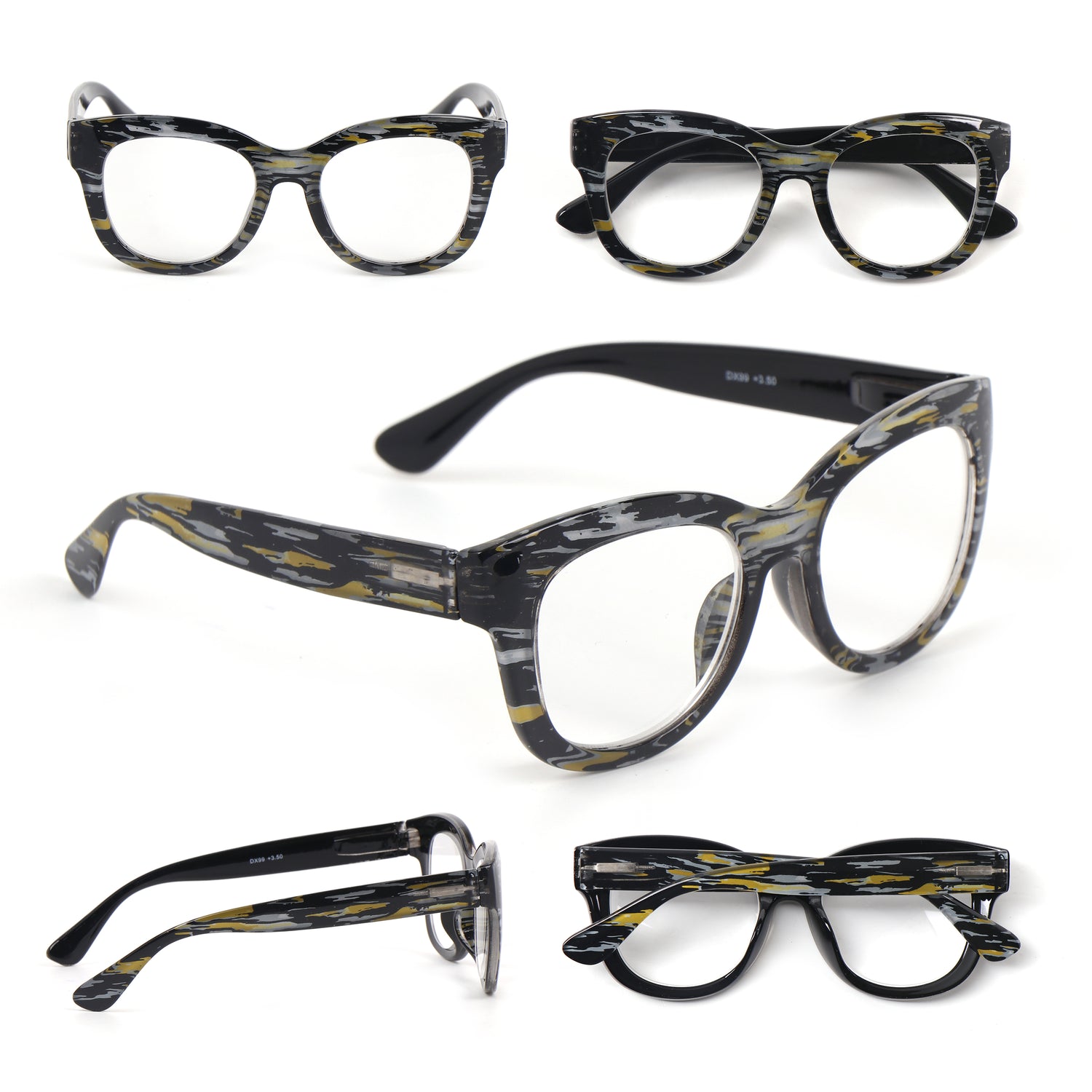 Oversized Retro Reading Glasses handmade Ladies Colourful Spring Hinges 59 x 53mm Large Frame DX99