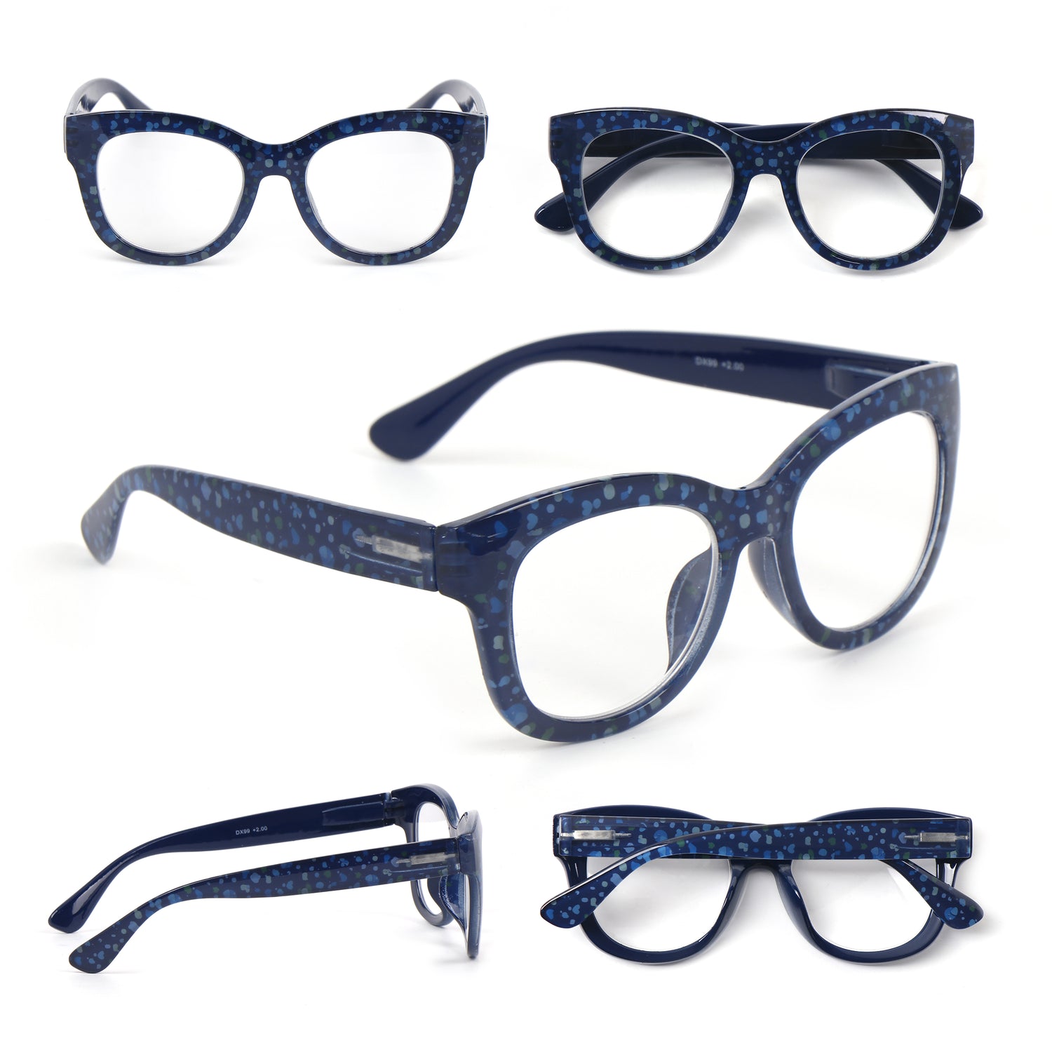 Oversized Retro Reading Glasses handmade Ladies Colourful Spring Hinges 59 x 53mm Large Frame DX99