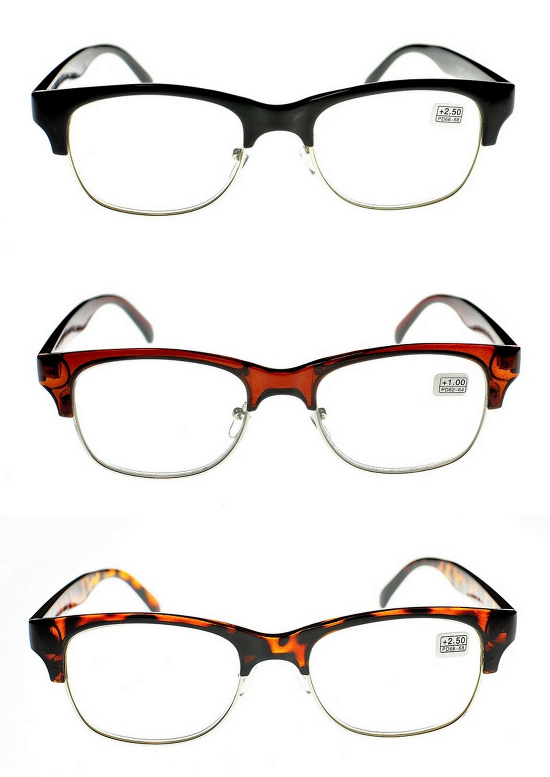 Half frame Quality Unisex Retro Reading Glasses 3 colours +1.0 +1.5 +2.0 MT501