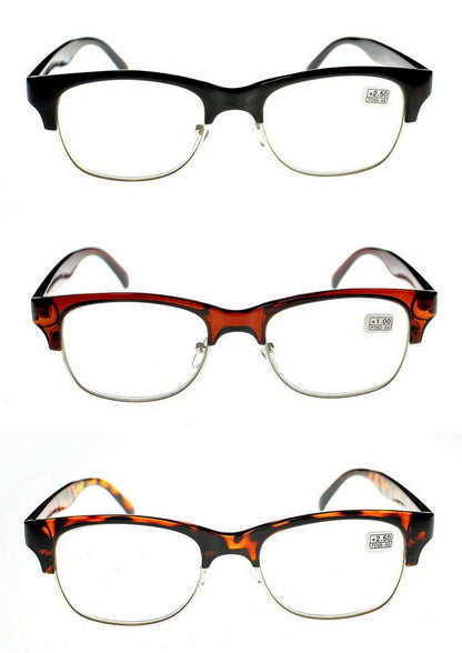 Half frame Quality Unisex Retro Reading Glasses 3 colours +1.0 +1.5 +2.0 MT501