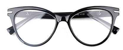 Cat Eye Reading Glasses Stylish Retro Womans Spring Hinges Lightweight Ready Readers Clear Vision 1.0+ 1.5+ 2.0+ 2.5+ 3.0+ 3.5+ 4.0+ DX82