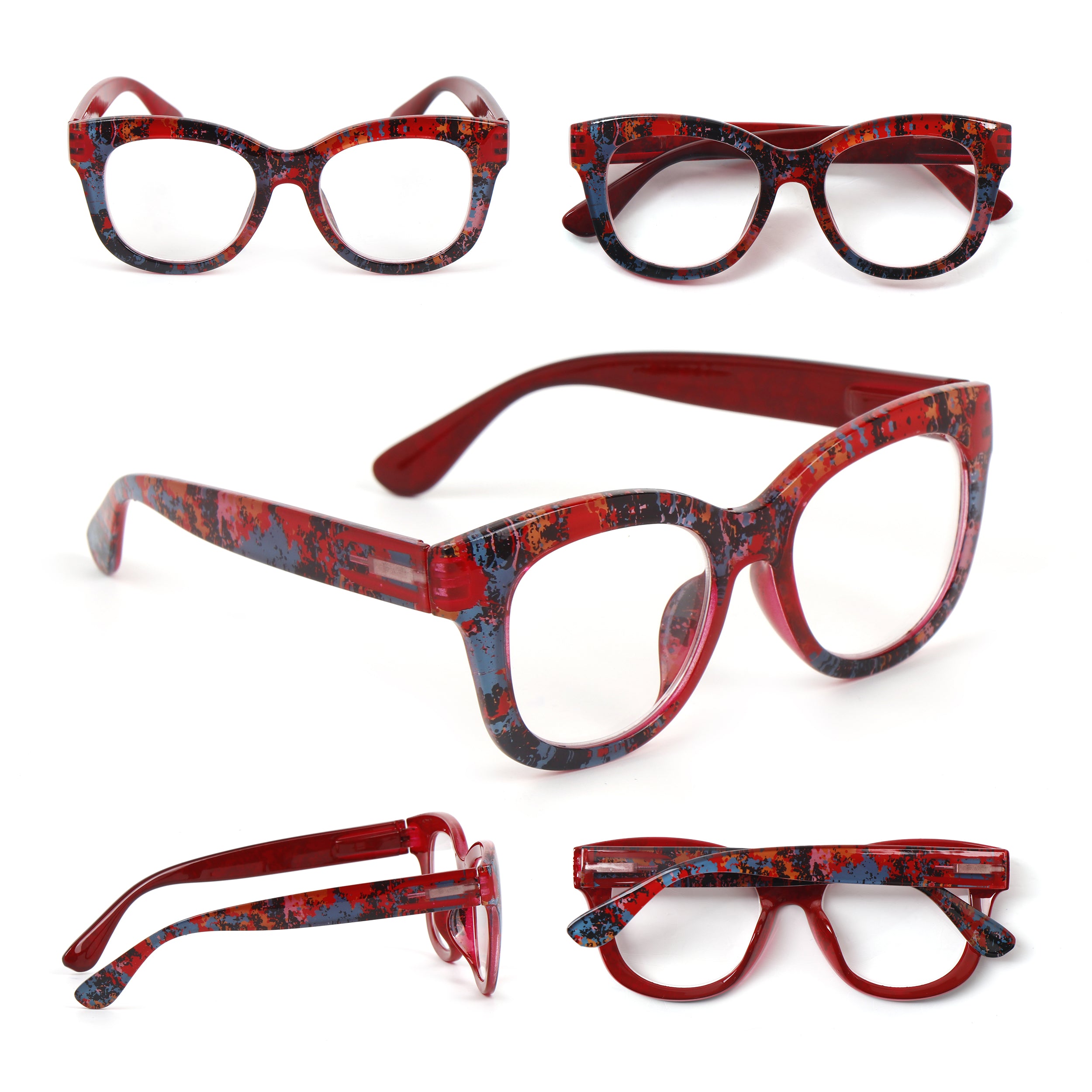 Oversized Retro Reading Glasses handmade Ladies Colourful Spring Hinges 59 x 53mm Large Frame DX99